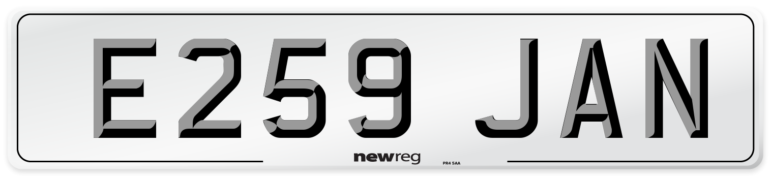 E259 JAN Number Plate from New Reg